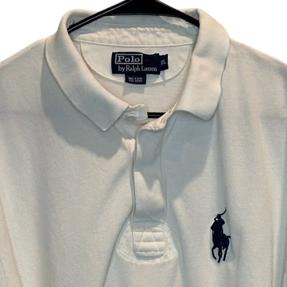 Polo by Ralph Lauren Mens XL Rugby Shirt Vented White Big Pony Logo 100%‎ Cotton